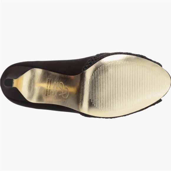 Adrianna Papell Women's, Black Satin and Lace, Peep toe, Pump, Jude, Wide - Picture 5 of 6